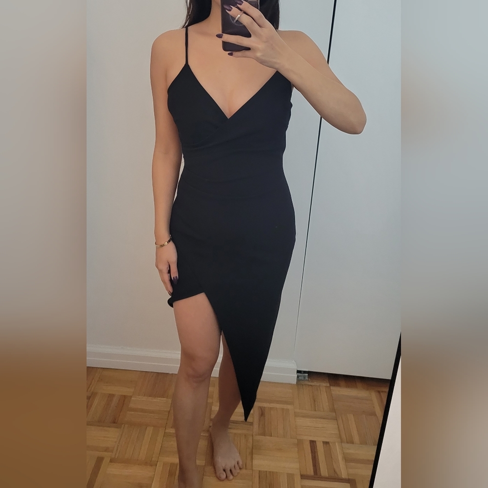 Black waterfall dress